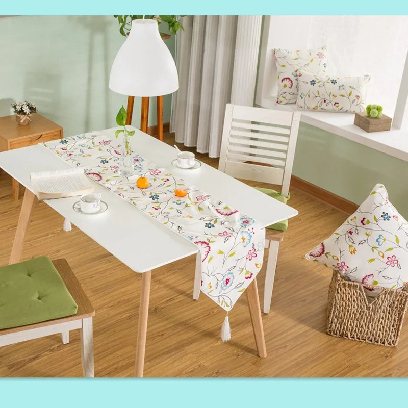 Свежие Ретро растения цветы настольная дорожка коврики из ткани флаг-кофейный