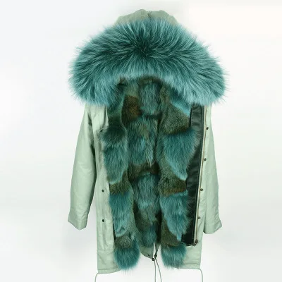 5 OFTBUY, зимняя женская куртка, натуральный мех, пальто, свободный воротник из меха енота, волчий мех, длинная парка, верхняя одежда, высокое качество - Цвет: 5