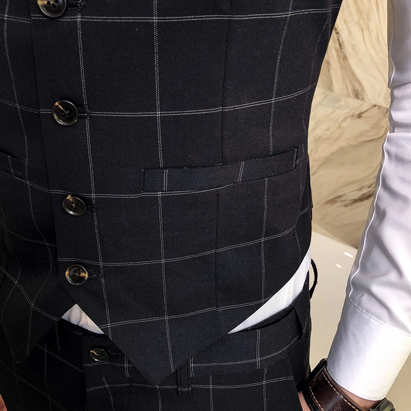 

Fashion Brands Men Plaid Suit Vests Business Wedding Dresses Vest Men Slim Fit Casual Men Waistcoat Size S M L XXL XXXL 4XL
