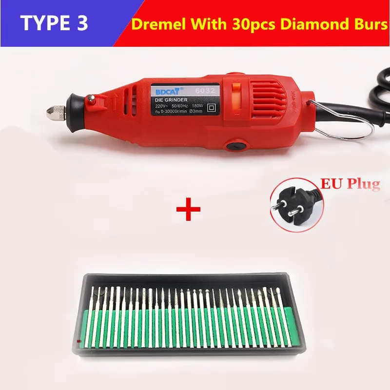 Bdcat 180 Вт Электрический Dremel гравер переменная скорость роторный шлифовальный инструмент Мини дрель с 140 шт. аксессуары для электроинструментов