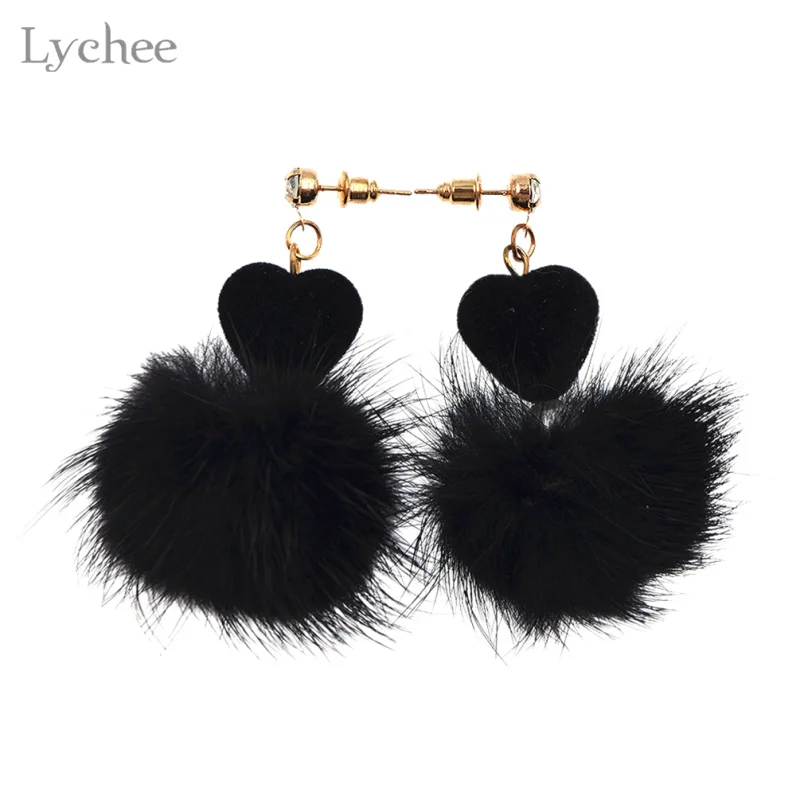 Lychee трендовые Разноцветные серьги капли из искусственного меха сердце имитации