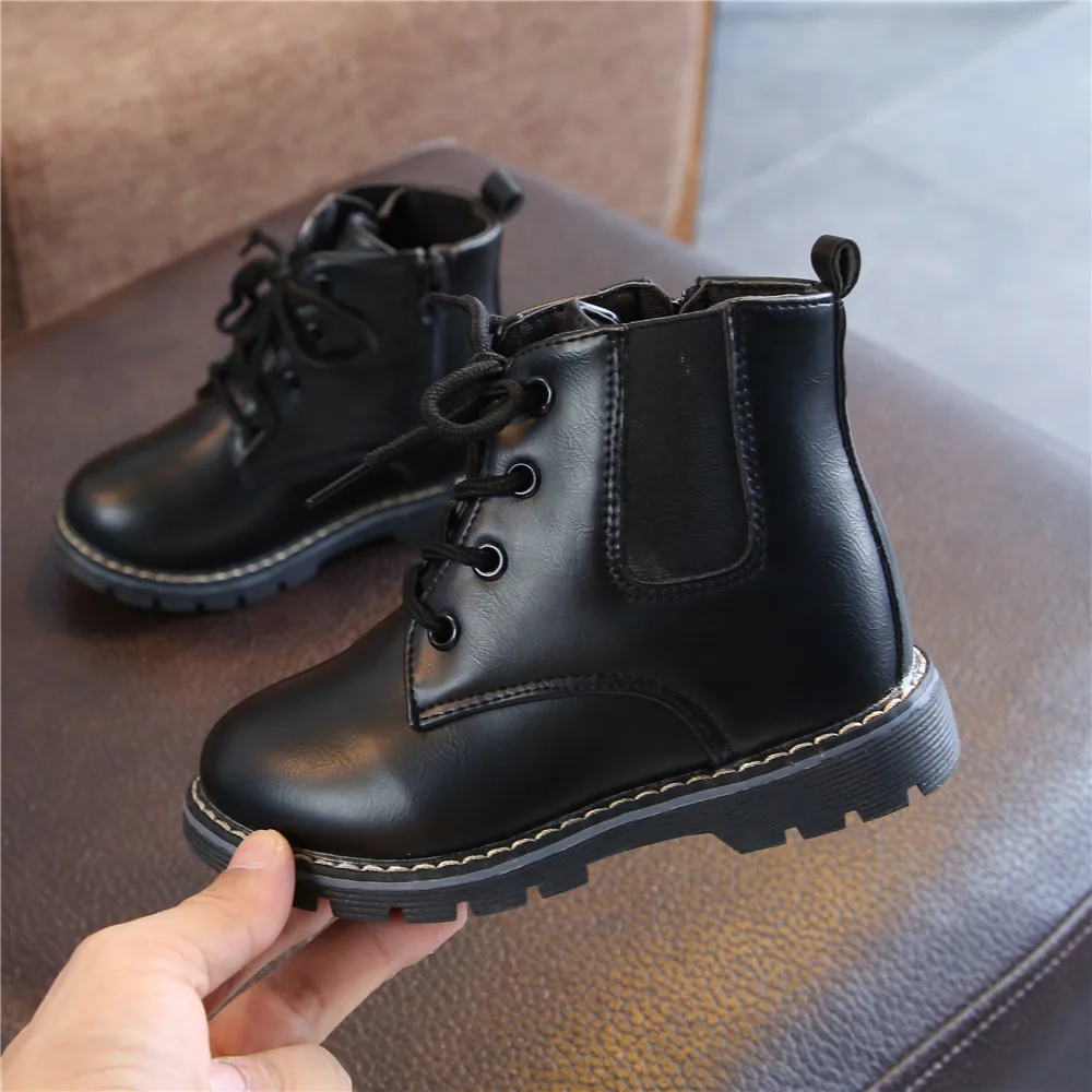 Зимние новые поступления 2018 детские ботинки для девочек модные на плоской