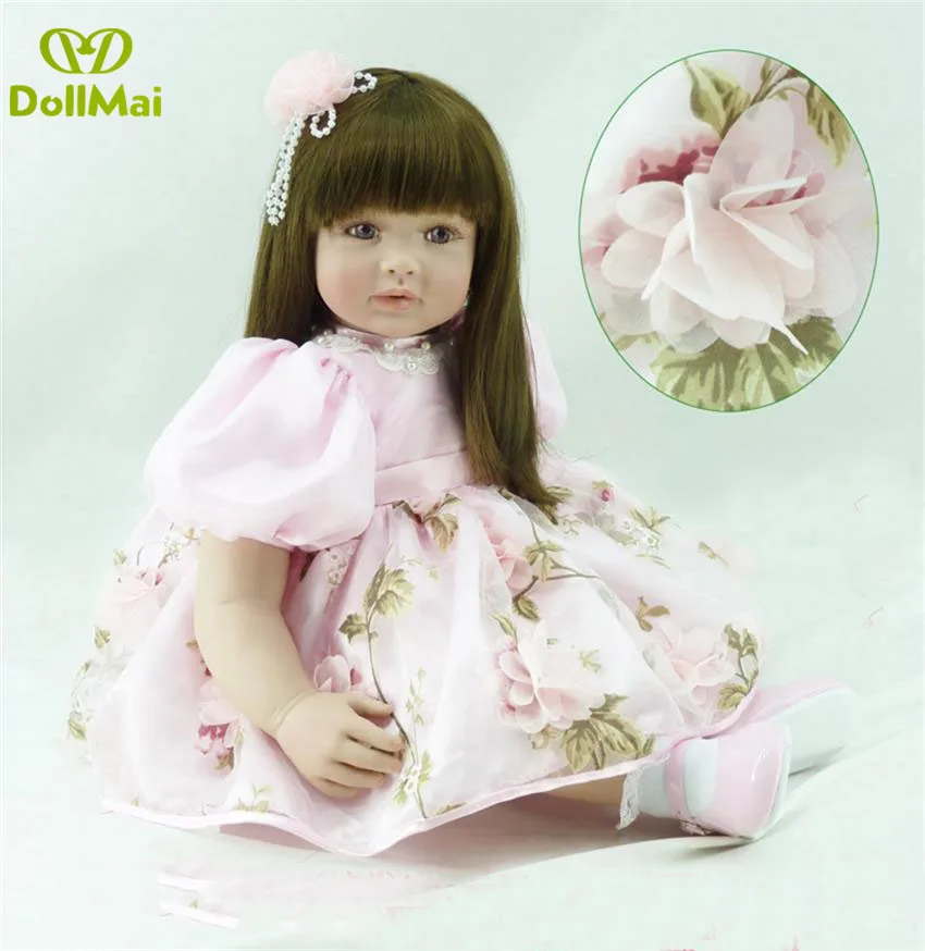 

NEW Arrival 60CM Soft Silicone Reborn Baby Doll Girl Toys 24inch Lifelike Baby Dolls Fashion Dolls Bebes Reborn Princess Doll