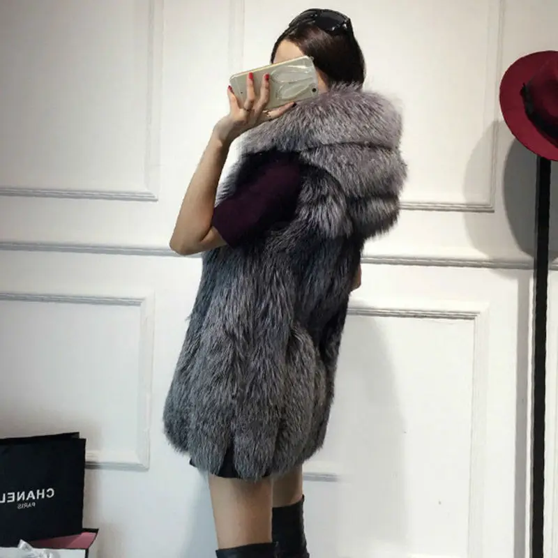 Пальто из искусственного меха 2019 жилет женская меховая куртка с капюшоном