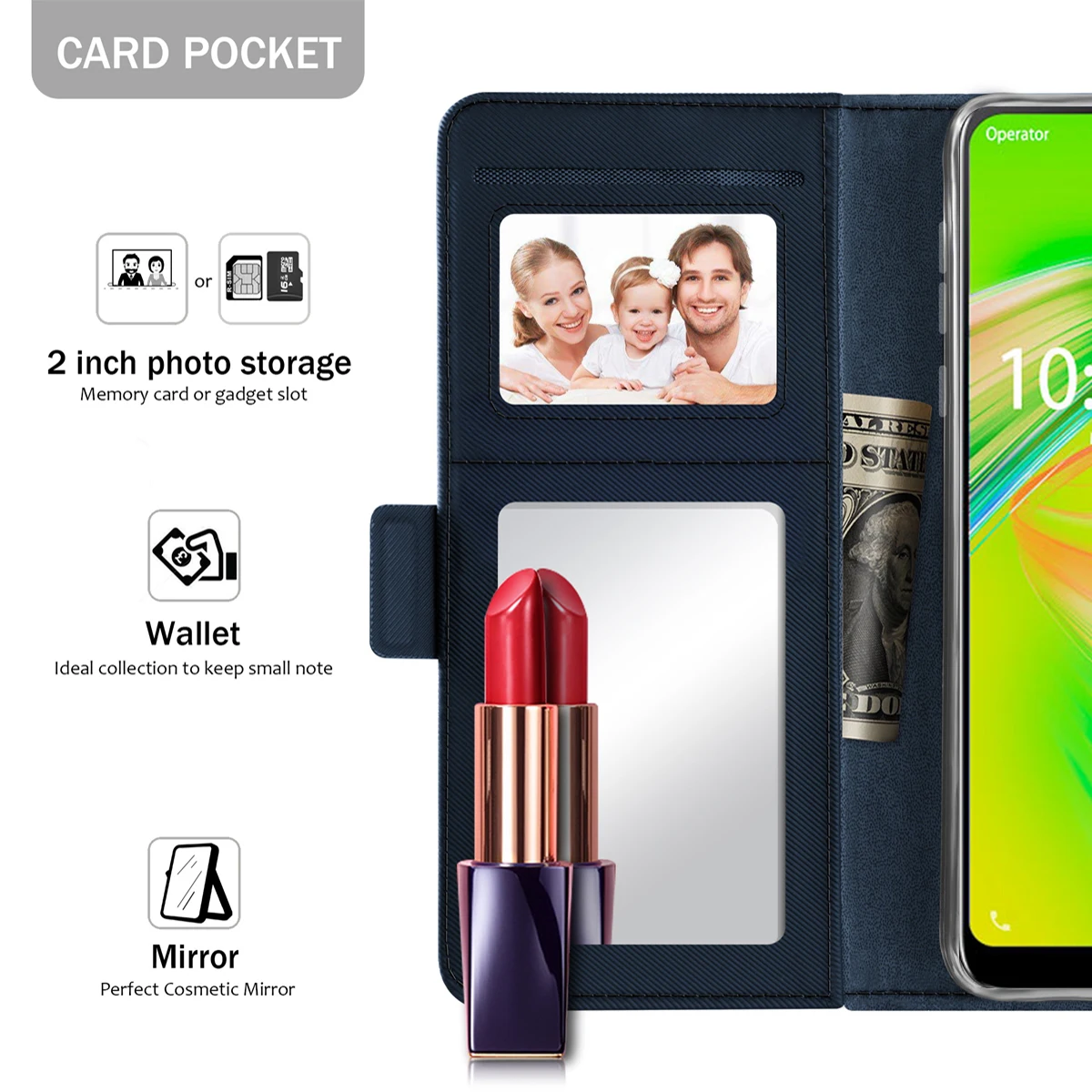Чехол для Asus Zenfone Max Shot ZB634KL из искусственной кожи с откидной крышкой и подставкой, чехол-кошелек для Asus Zenfone Max Plus M2 ZB634KL, чехол для карт, зеркало