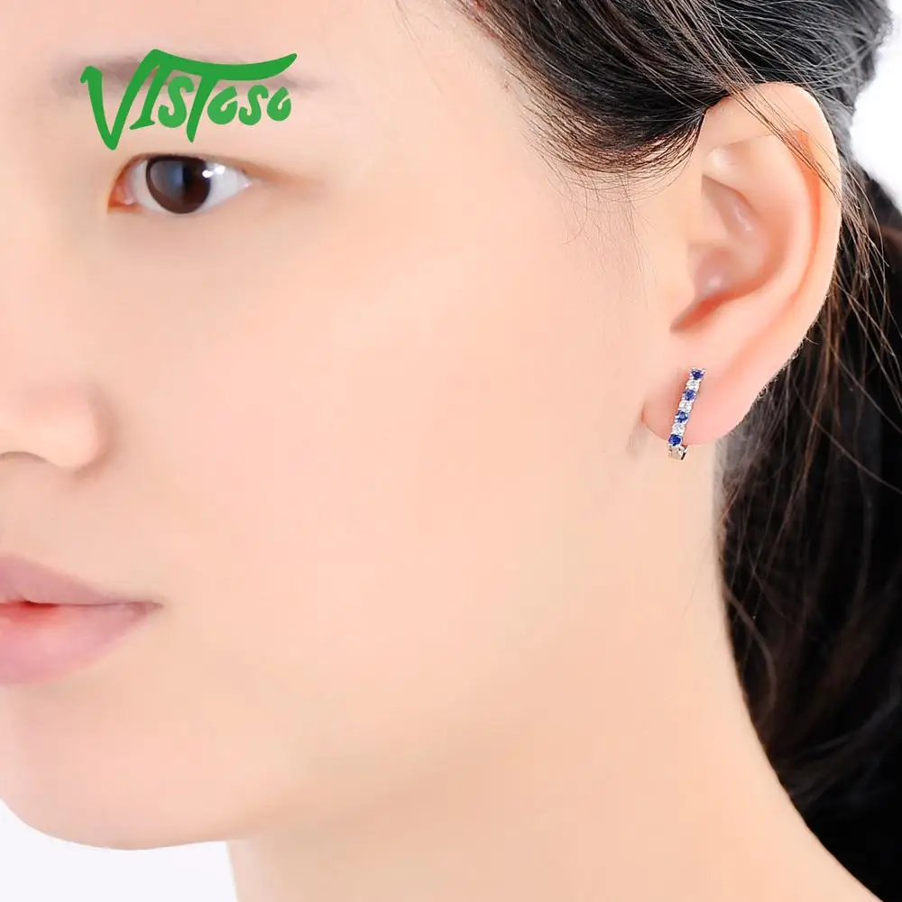 VISTOSO Стерлинговое Серебро шикарные серьги гвоздики хорошее ювелирное изделие