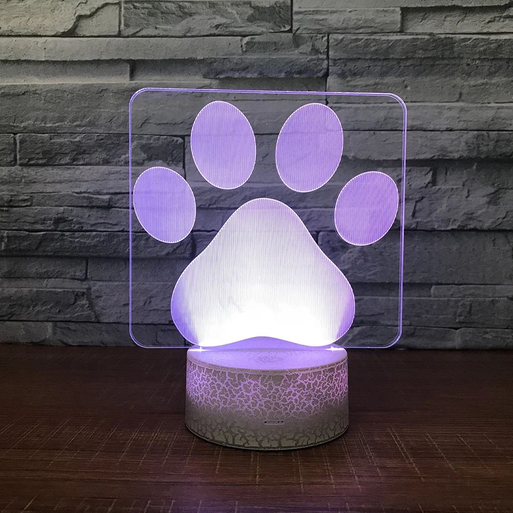 Маленький footprint3D ночник креативная Иллюзия 3d лампа LED 7 цветов меняющая