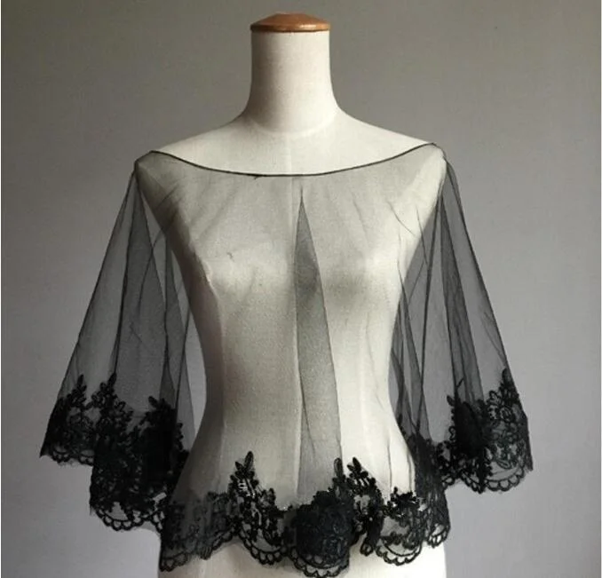 Schals kaps Boda chaquetas chales накидки Тюль Кружева шаль черный белый слоновой кости свадебное платье Болеро Пальто невесты накидка жакет