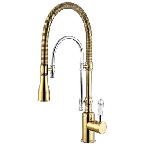 gold and chrome Роскошный кухонный кран 3 типа из розового золота с одной ручкой, кран для холодной и горячей воды, латунный кран на бортике с керамической ручкой - Цвет: gold and chrome