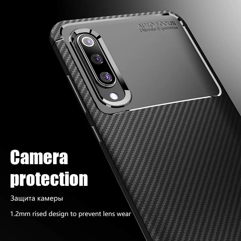 Чехол для Xiaomi Mi 9 Мягкий Силиконовый противоударный чехол из углеродного волокна