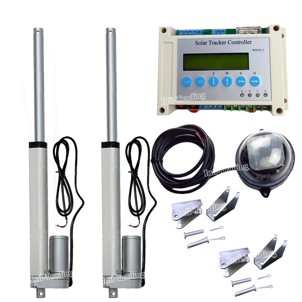 2*8 &quot200 мм ход 1500N линейные приводы и 1 * ЖК контроллер для DIY двойной оси трекер