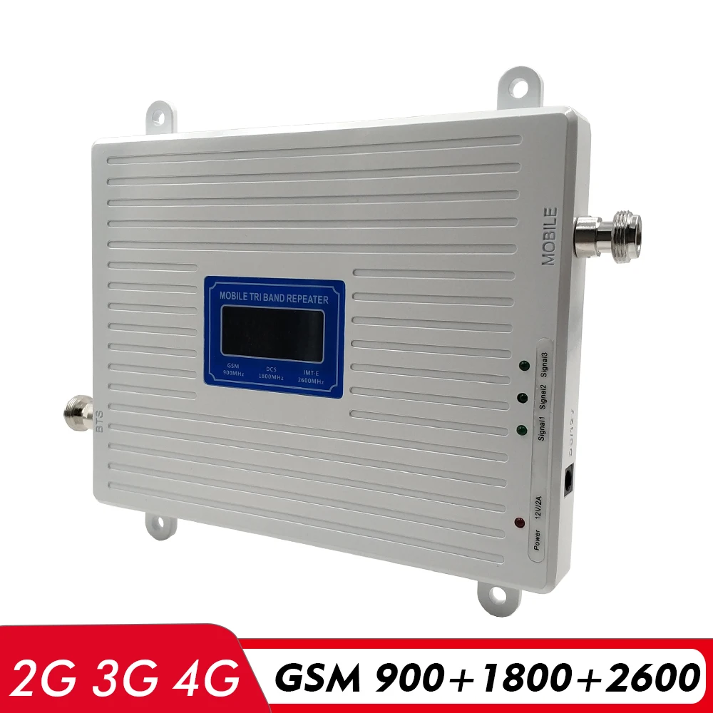 Трехдиапазонный усилитель сигнала Voice 2G 3G 4G GSM 900 +(B3)DCS LTE 1800 +(B7)FDD 2600 ретранслятор