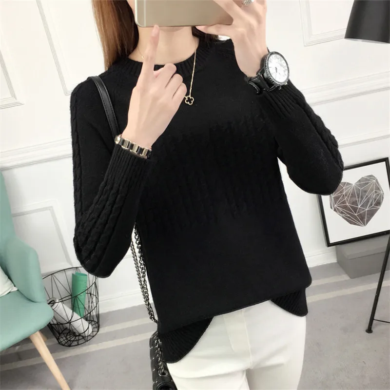 Autumn Winter Tops Women Sweaters And Pullovers Korean style Long sleeve Casual K Sweater Slim Knitted Jumper Black Knitwear | Женская
