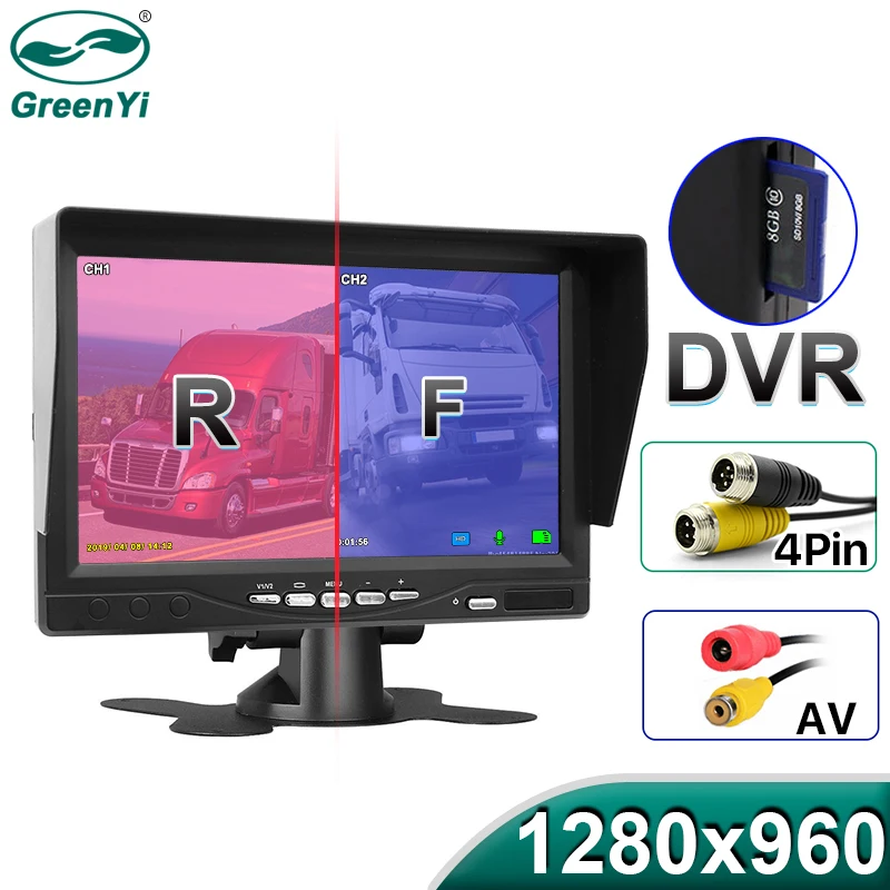 Зеленый Yi 800*480 HD 7 дюймов TFT lcd цветной цифровой видео Запись DVR монитор парковки заднего вида монитор Поддержка sd-карты