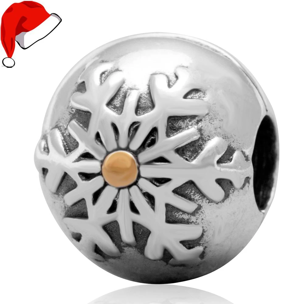 Горячая Распродажа Настоящее серебро 925 пробы снежинки клипсы бусины подвески