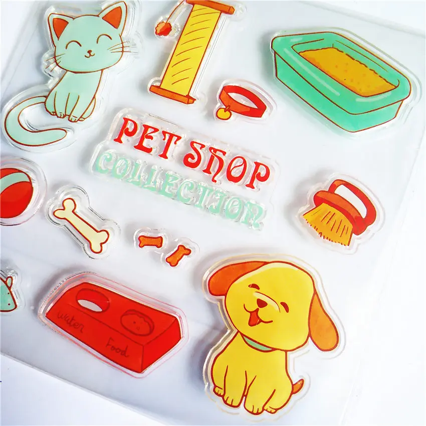 Colorful Pet cats and dogs Transparent Clear Stamps / Silicone Seals Roller Stamp for DIY scrapbooking photo album/Card Making | Дом и сад
