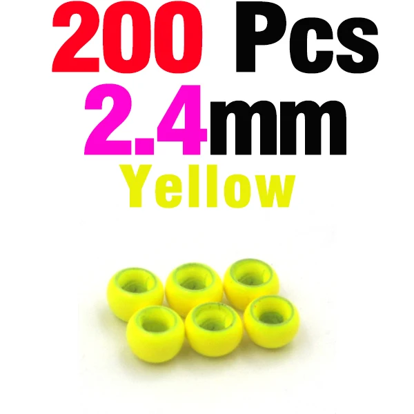 200 2dot4 Yellow MNFT 200 шт., латунные бусины с большим глазом для ловли нахлыстом, Нимфа, Скад, глаза живота, материалы для ловли нахлыстом - Цвет: 200 2dot4 Yellow