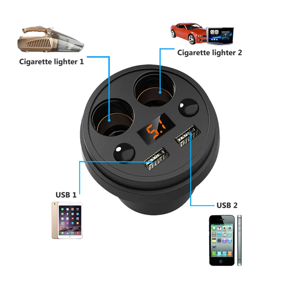 Автомобильное зарядное устройство 2 USB DC/5V 3.1A адаптер в виде стакана Разветвитель