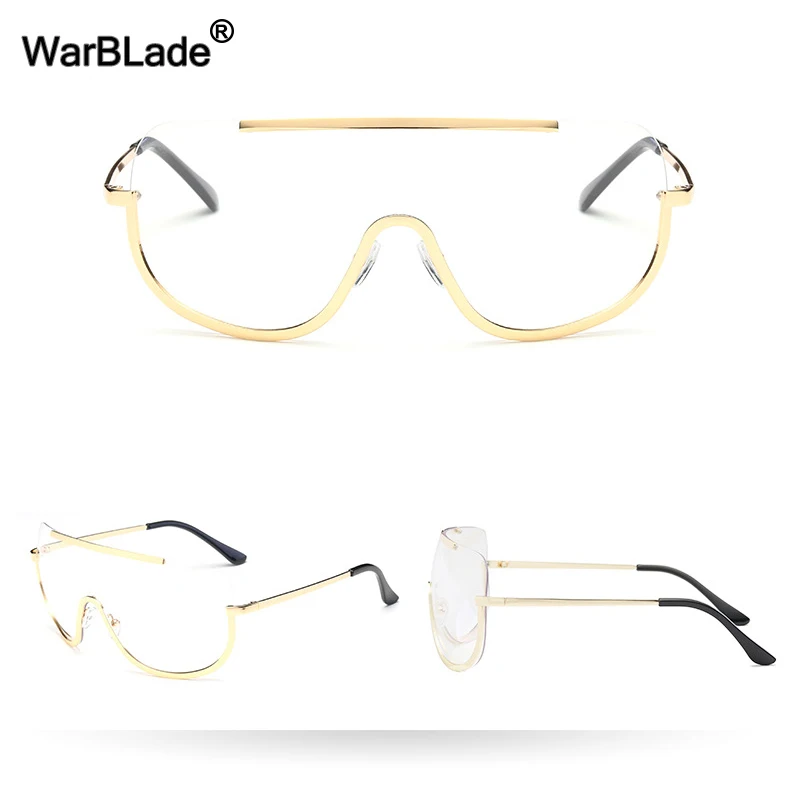 

WarBLade Oversized Rimless Gold Clear Sunglasses Retro Women Brand Designer Clear Sunglasses Big Frame Sun Glasses Lunette Femme