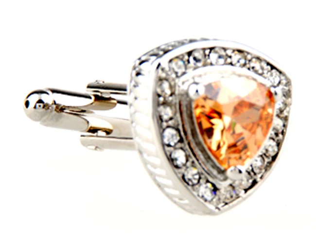 SUNNYLINK мужские запонки оранжевые хрустальные серебряные для рубашки J1073|silver