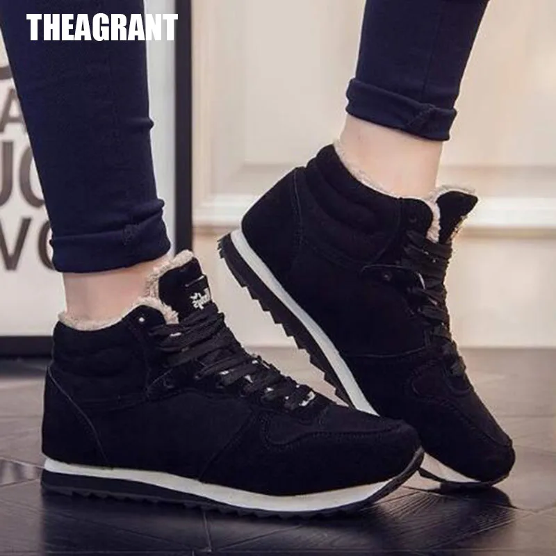 Теплая мужская зимняя обувь с меховой подкладкой унисекс повседневные ботильоны