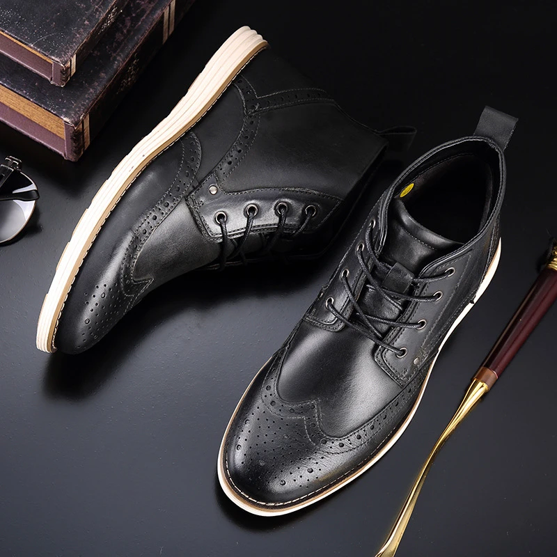 Мужские туфли-оксфорды из натуральной кожи коричневые ботинки челси в