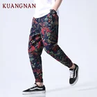 Мужские брюки до щиколотки KUANGNAN, штаны-джоггеры в стиле хип-хоп в китайском стиле, Японская уличная одежда, 2019