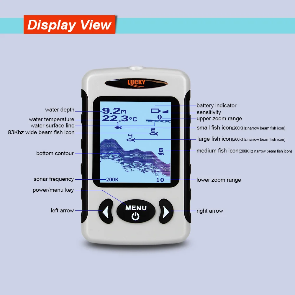 LUCKY FF718D проводной рыболокатор 2 &quotLCD Портативный 200 кГц/83 кГц двойная частота