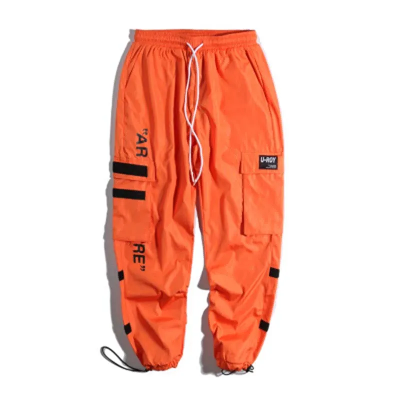 Мужские брюки шаровары в стиле хип хоп с боковыми карманами Брендовые