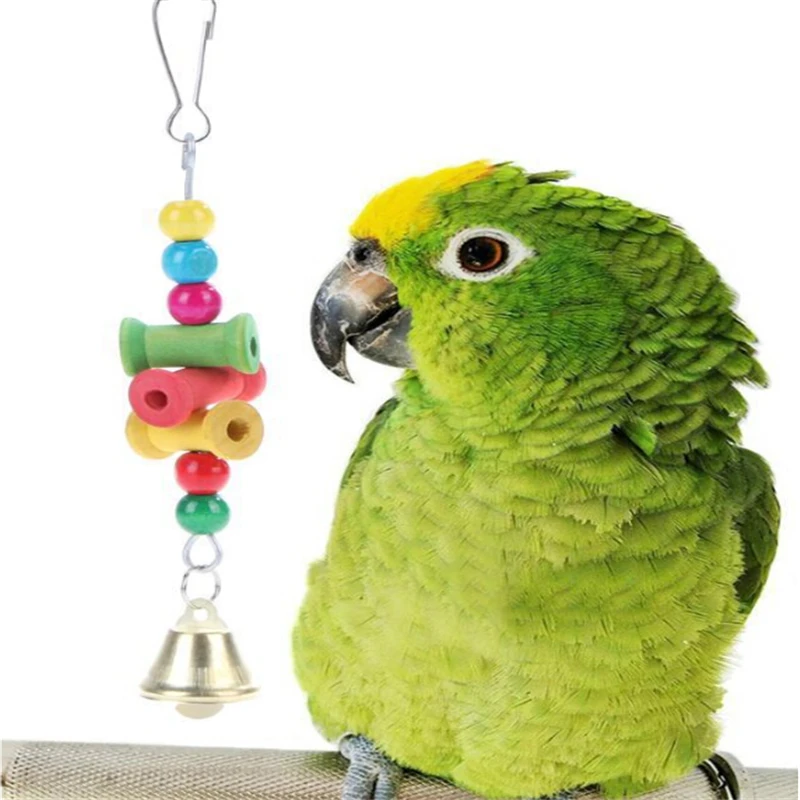 

Parrot Toys Mini Multicolor Bird Parrot String Wooden Molars Beads Bite ToysChewing Swing Cage Accessories