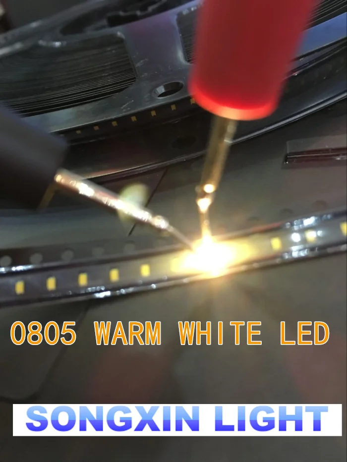 100 шт. светодиод 0805 SMD теплый белый свет 2800 3200K светодиодный светильник чистая вода