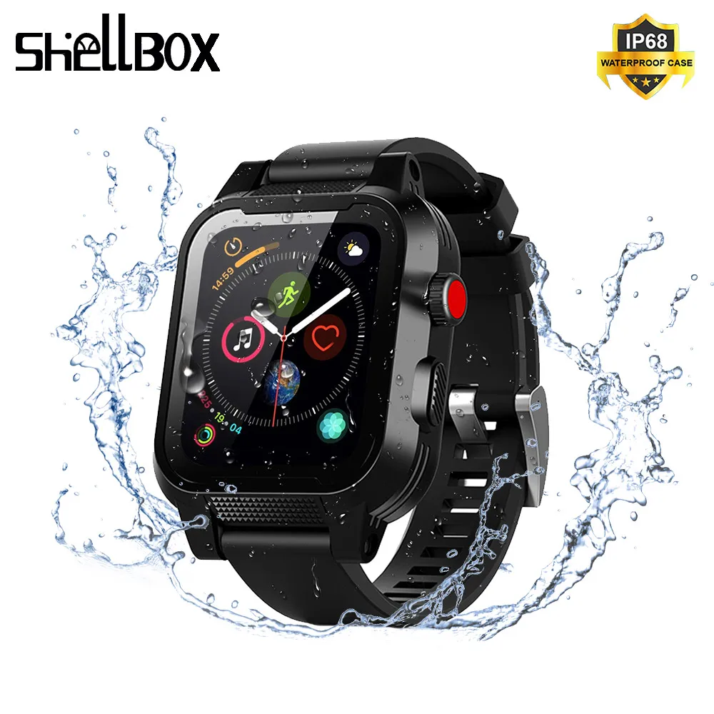 SHELLBOX водостойкий ремешок для Apple watch 42 мм чехол с силиконовым браслетом для iwatch42 band 42 мм аксессуары