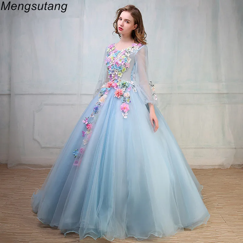 

Robe de soiree Flower Faerie 2023 Long sleeve lace up banquet toast long evening dress vestido de festa Party Prom Dresses