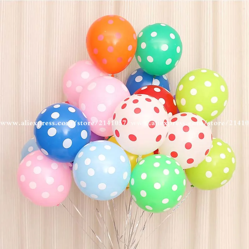

100pcs/lot 12inch 2.8g Round high quality Polka dot latex balloons globos party Birthday presents balloon wedding Decorations