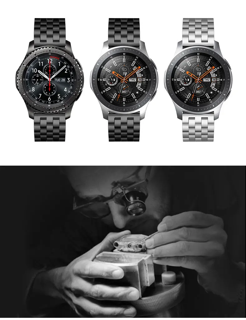 20 мм 22 мм ремешок для часов из нержавеющей стали для samsung gear S4 S3 S2 для samsung galaxy Watch 42/46 мм Быстрый выпуск