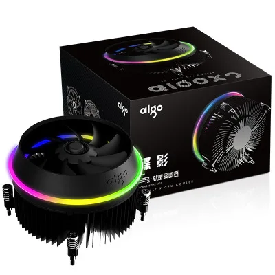 RGB Aigo shadow алюминиевый процессор RGB Радиатор Охлаждение охладитель 100 мм 4Pin двойное кольцо светодиодный вентилятор Радиатор для intel LGA 1155/1156 - Цвет лезвия: RGB