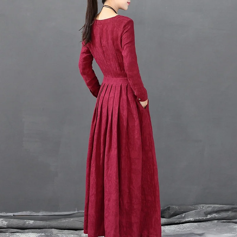 Traditional Chinese Clothing For Women Fake Two Piece Vintage Outfits O Neck Maxi Ethnic Oriental Dress TA1468 | Тематическая