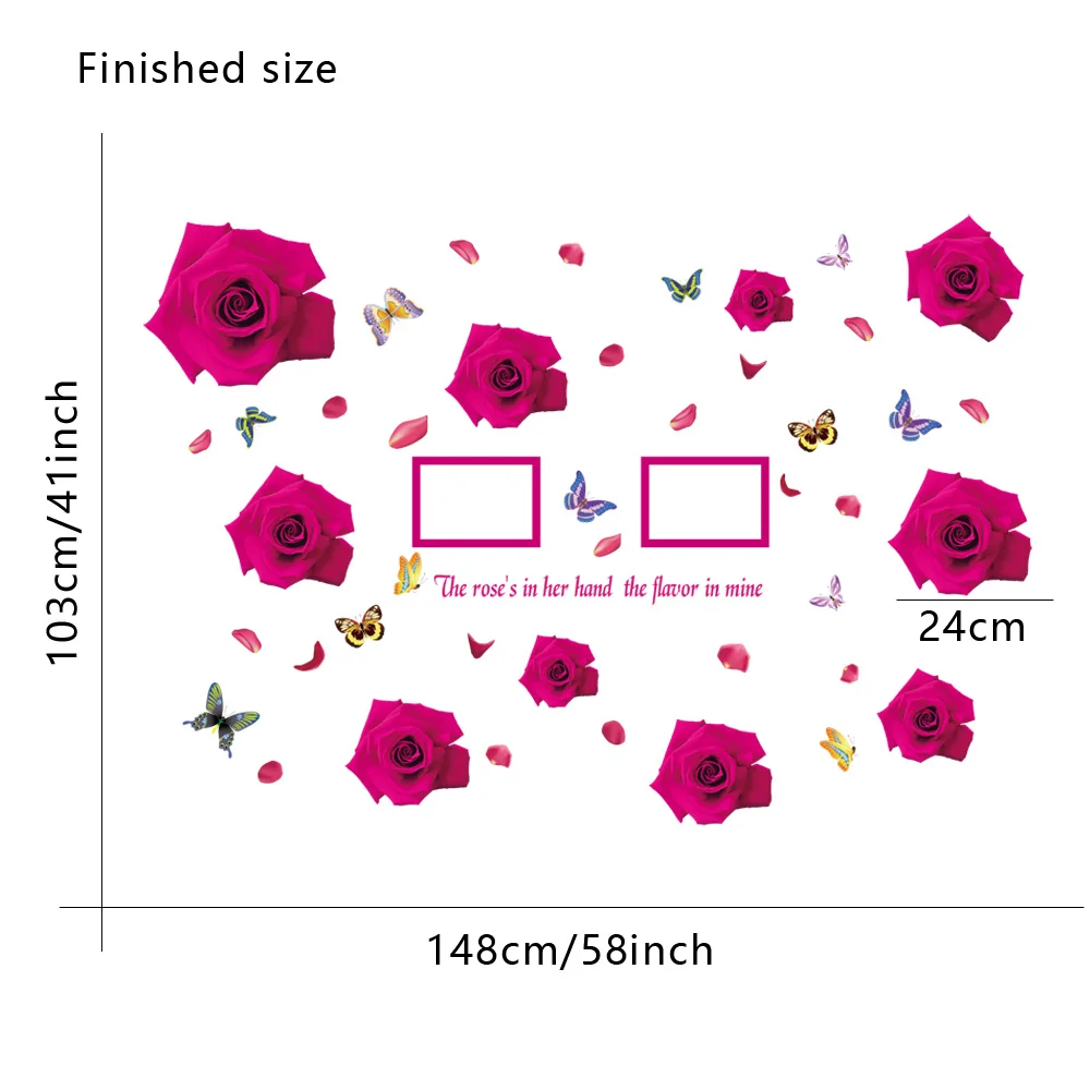 Flower Rose Love Photo Frame Bedroom Living Room Bathroom Window Door Furniture Wall Stickers Removable Decals Decor Mural dc18 | Дом и сад