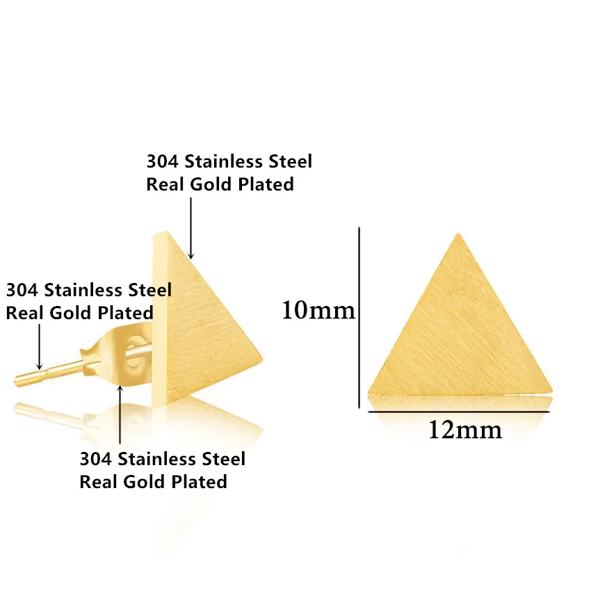 Simple Gold Color Geometric Triangle Stud Earrings For Women Girl Fashion Korean Jewelry Aretes De Mujer Modernos | Украшения и
