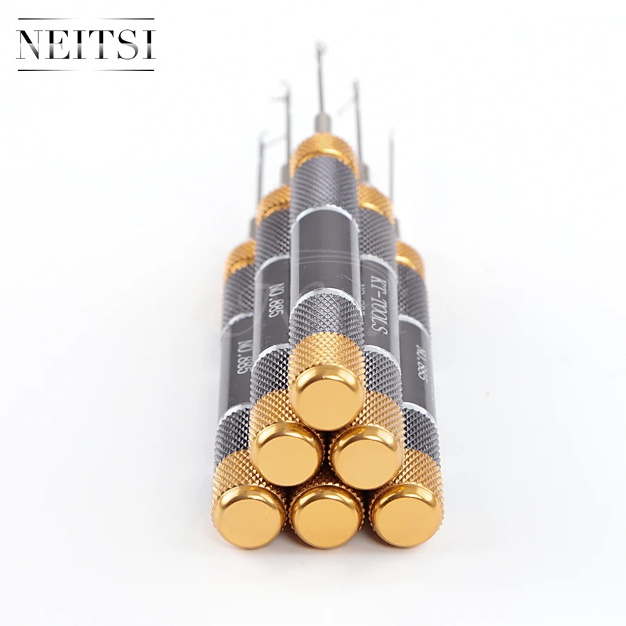 Neitsi Professional 5pcs/pack Adjustable Crochet Hook Needle Brass Handle Hair Tools For Micro Ring Extensions | Шиньоны и парики