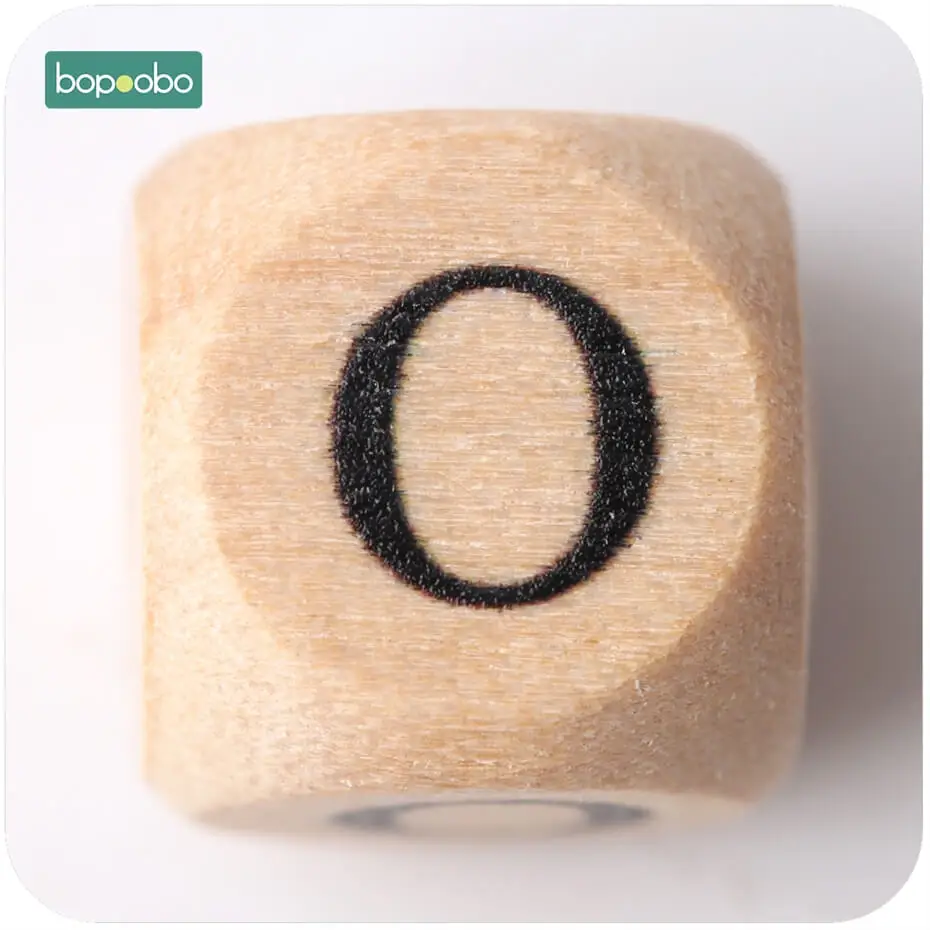Letter O Bopobo новые деревянные клен квадратной формы бусины 12 мм 20 шт жевательные пищевого качества Прорезыватель буквы бусины DIY ремесла сенсорная игрушка для прорезывания зубов - Цвет: Letter O