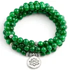 Женский матовый зеленый камень 108 Mala 6 мм бусы браслет или ожерелье высокое качество Lotus Charm новый дизайн браслет Yogi мужские ювелирные изделия