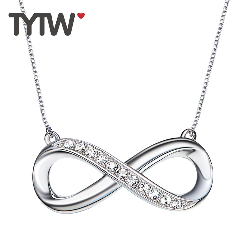 TYTW оригинальный классический кристалл из австрийского серебра 925 пробы ожерелье