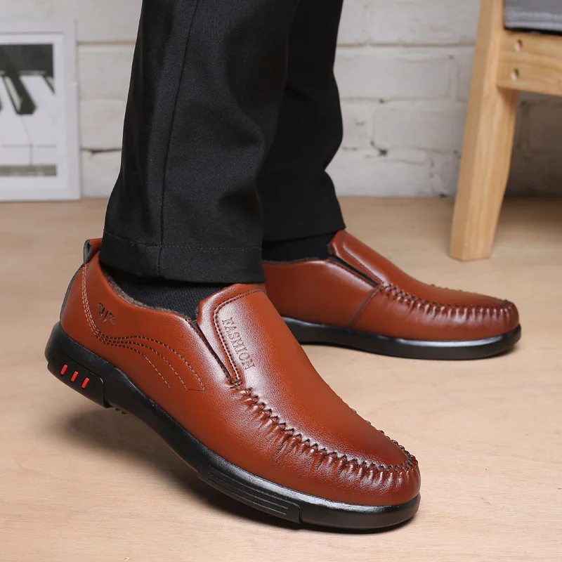 new Men Casual Shoes winter warm leisure leather shoes men Walking Footwear sneakers man With Fur Plus Trainers chaussure homme | Обувь