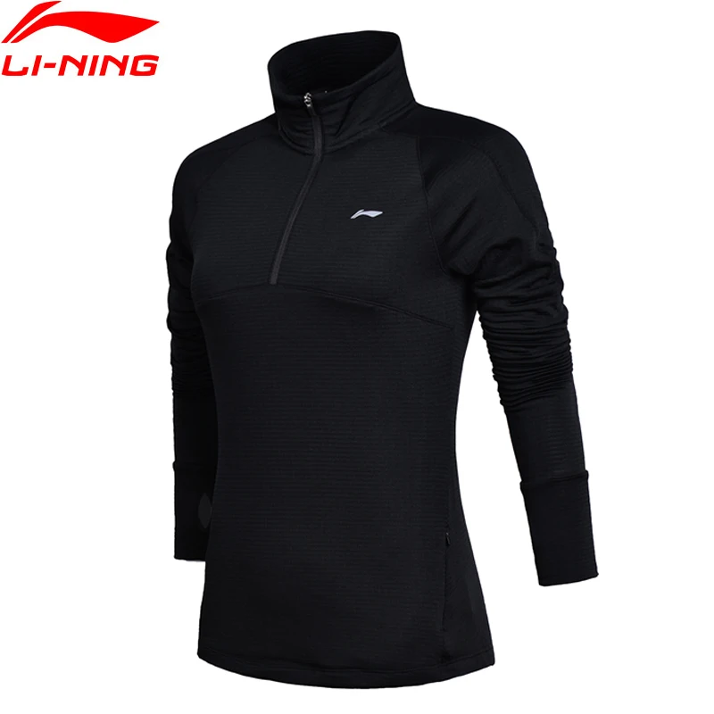 Li Ning женская футболка с длинным рукавом для бега теплая флисовая облегающая