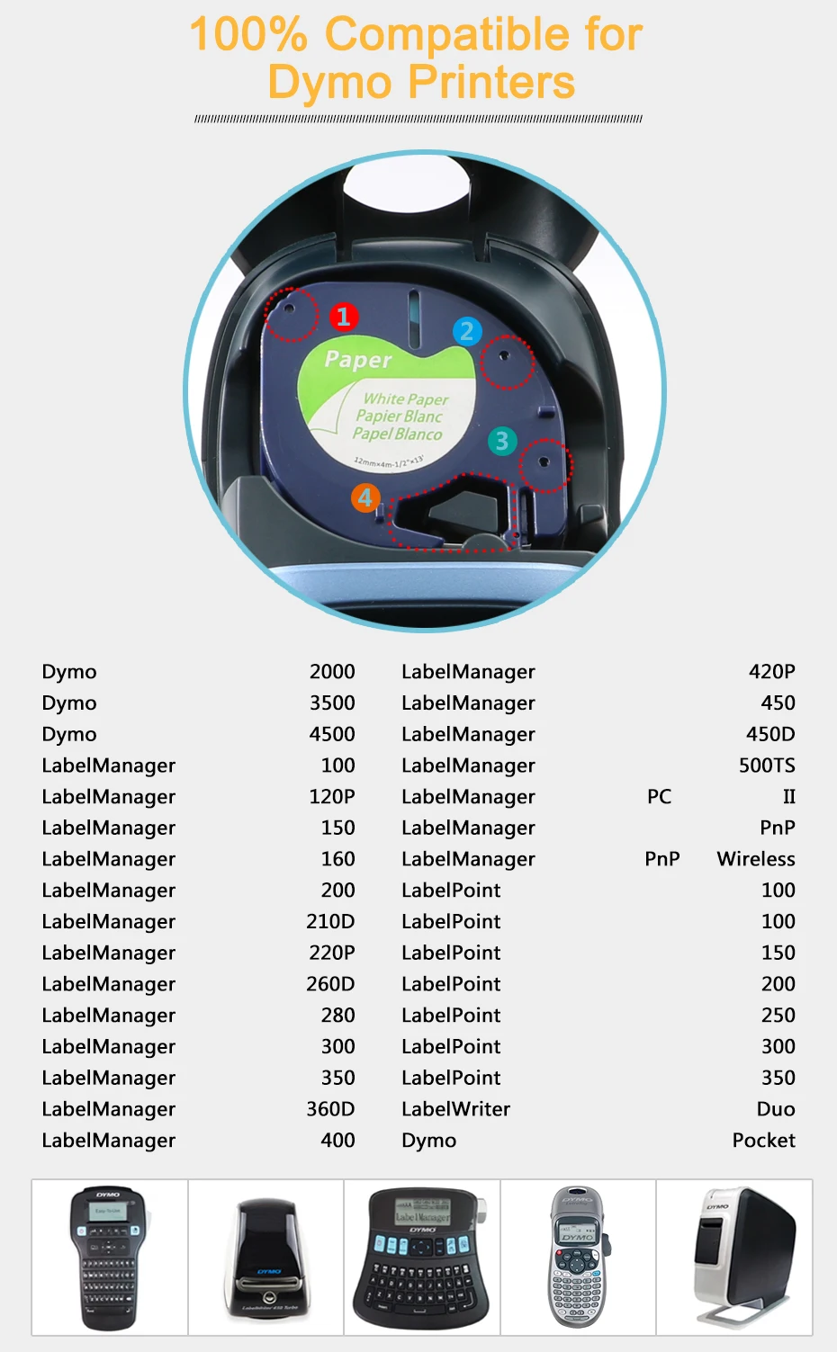 Совместимость для DYMO LetraTag запечатанных лент для 91200 91201 91202 91203 91204 91205 12267 LT микс Цвет 12 мм* 4 м для принтер для этикеток DYMO