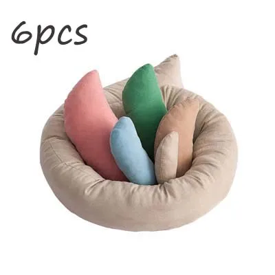 multi moon 6pcs Реквизит для фотосъемки новорожденных, профессиональная позиционная подушка в форме полумесяца, набор позиционеров для фотосъемки - Цвет: multi moon 6pcs