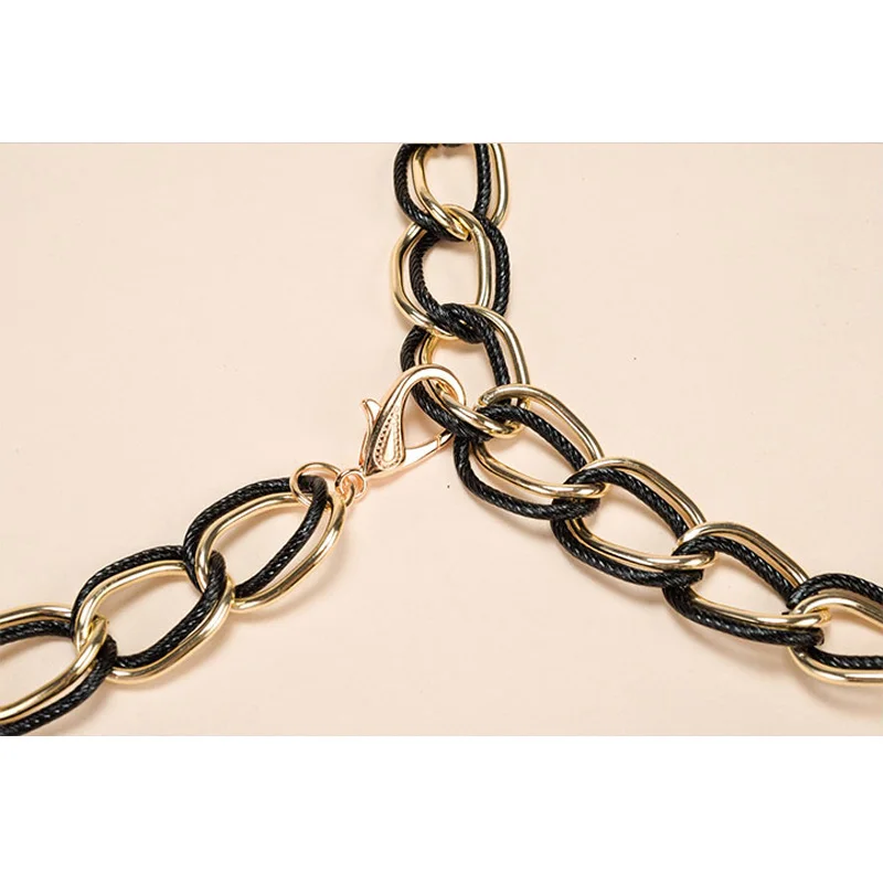 Ремень с металлической цепочкой Женский модный эластичный пояс двойного цвета