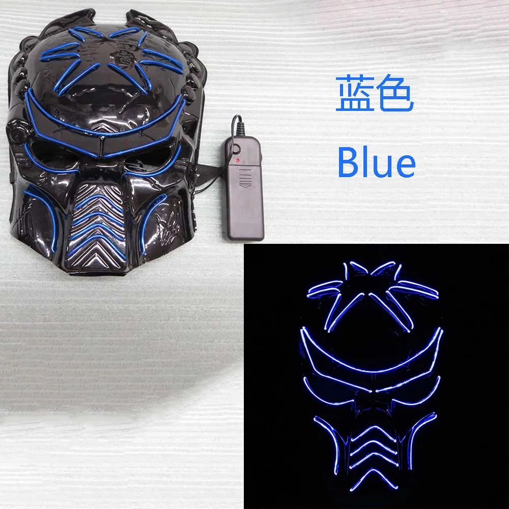 Blue Хэллоуин СВЕТОДИОДНЫЙ Световой Маска EL маска Хищник Косплэй костюм к Хэллоуину - Цвет: Blue