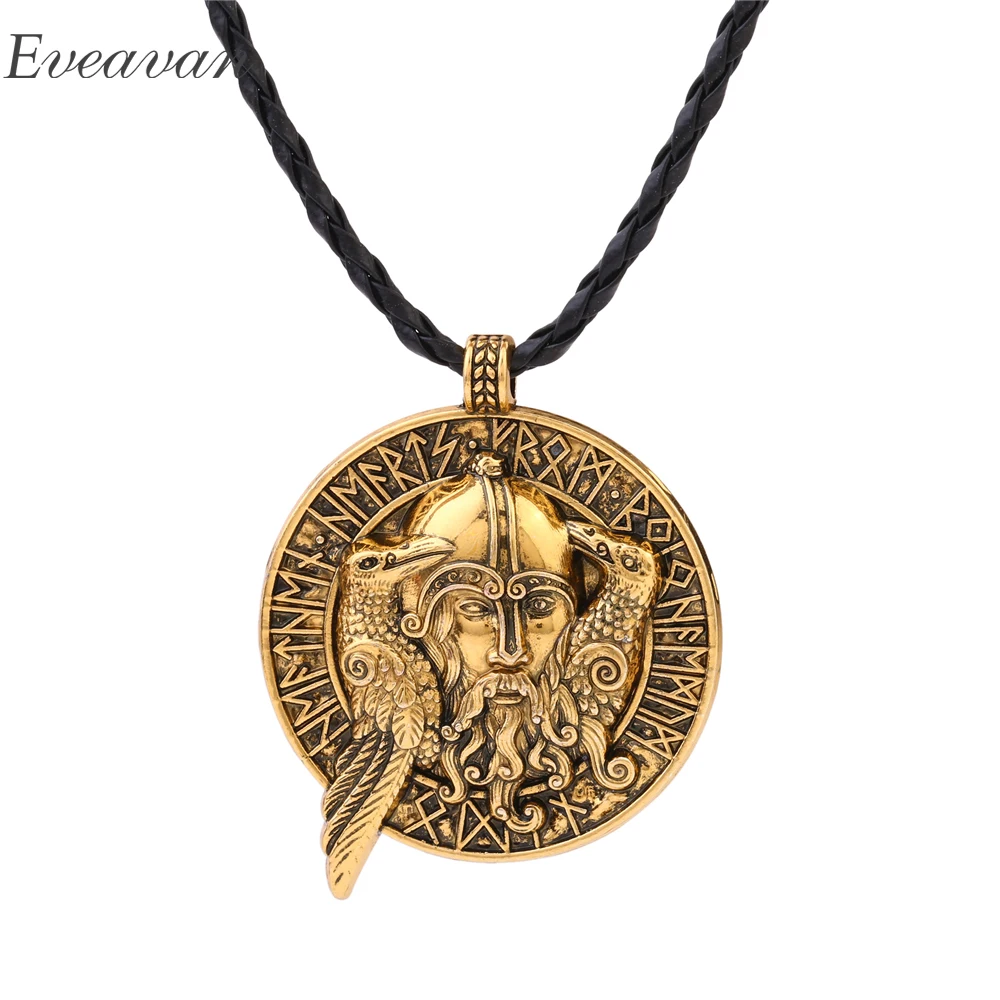 EUEAVAN 30 шт религиозное Odin и сверхъестественное ожерелье с вороной руны амулет ювелирные изделия для мужчин античное серебро/золото цвет